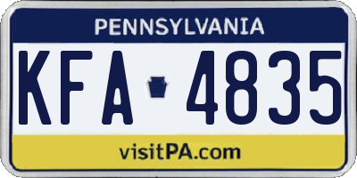 PA license plate KFA4835