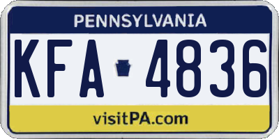 PA license plate KFA4836