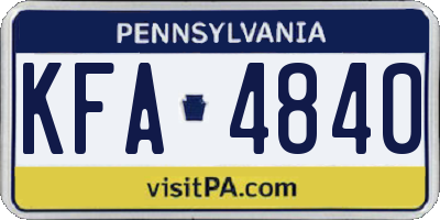 PA license plate KFA4840