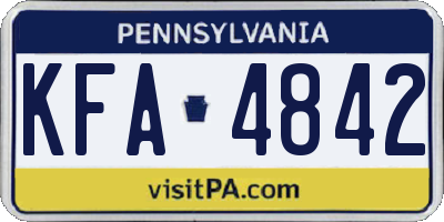 PA license plate KFA4842