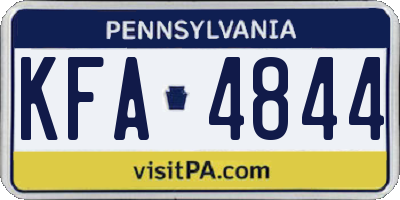 PA license plate KFA4844