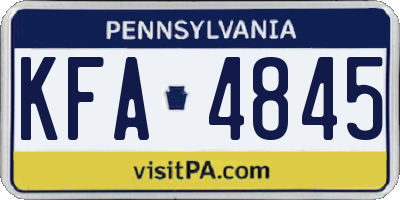 PA license plate KFA4845
