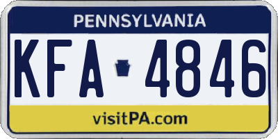 PA license plate KFA4846