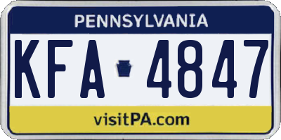 PA license plate KFA4847