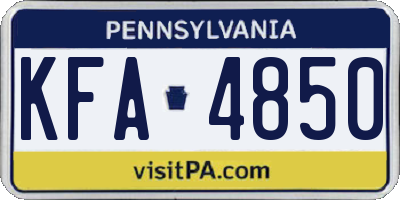 PA license plate KFA4850
