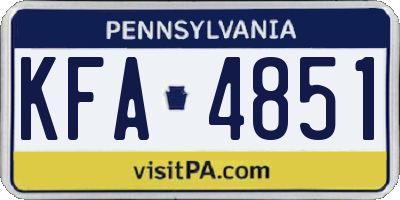 PA license plate KFA4851
