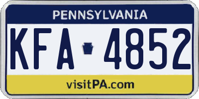 PA license plate KFA4852