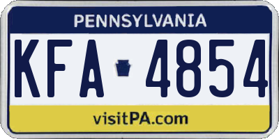 PA license plate KFA4854