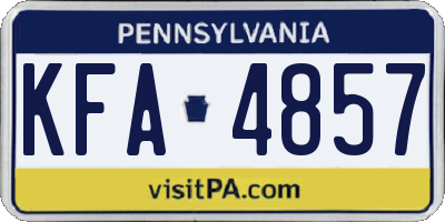 PA license plate KFA4857