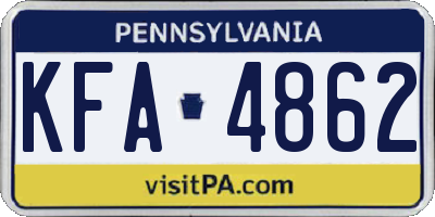 PA license plate KFA4862