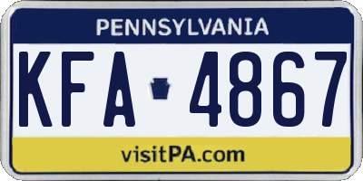 PA license plate KFA4867