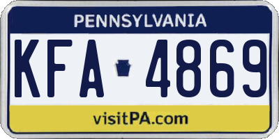 PA license plate KFA4869