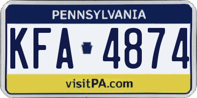 PA license plate KFA4874