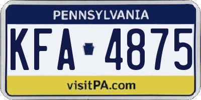 PA license plate KFA4875