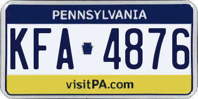 PA license plate KFA4876