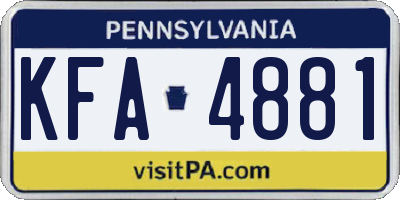 PA license plate KFA4881