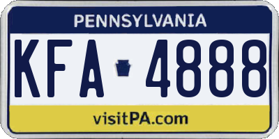 PA license plate KFA4888