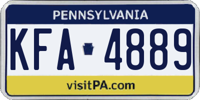 PA license plate KFA4889