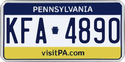 PA license plate KFA4890