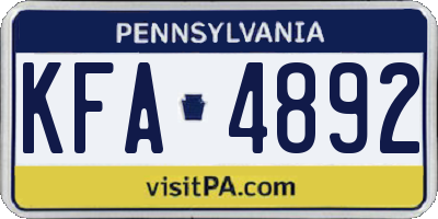 PA license plate KFA4892