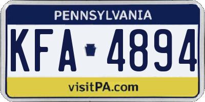 PA license plate KFA4894
