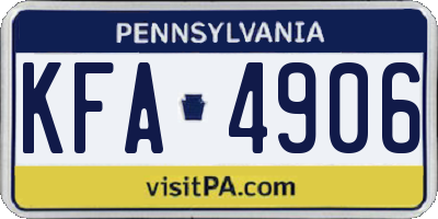 PA license plate KFA4906