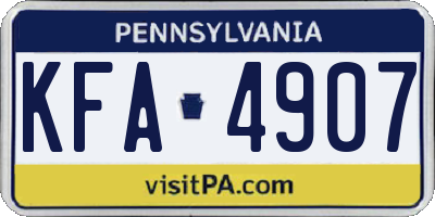 PA license plate KFA4907