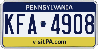 PA license plate KFA4908