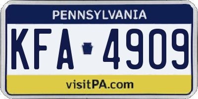 PA license plate KFA4909