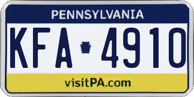 PA license plate KFA4910