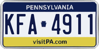 PA license plate KFA4911
