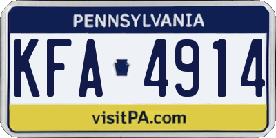 PA license plate KFA4914
