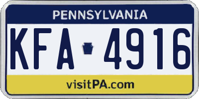 PA license plate KFA4916