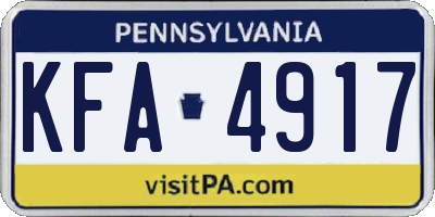 PA license plate KFA4917