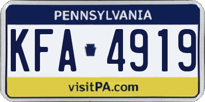 PA license plate KFA4919