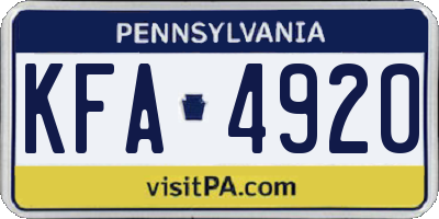 PA license plate KFA4920