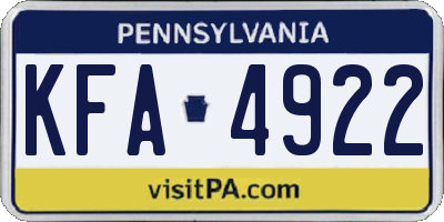 PA license plate KFA4922