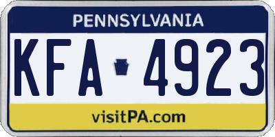 PA license plate KFA4923