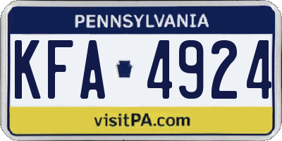 PA license plate KFA4924