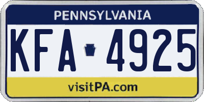 PA license plate KFA4925