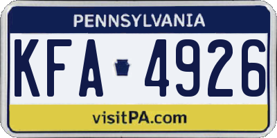 PA license plate KFA4926