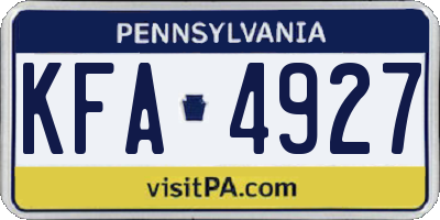 PA license plate KFA4927
