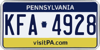 PA license plate KFA4928
