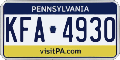 PA license plate KFA4930