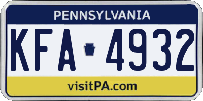 PA license plate KFA4932