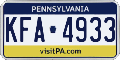PA license plate KFA4933