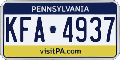 PA license plate KFA4937