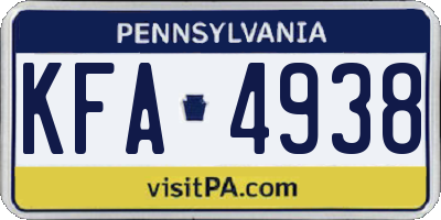 PA license plate KFA4938