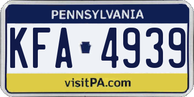PA license plate KFA4939