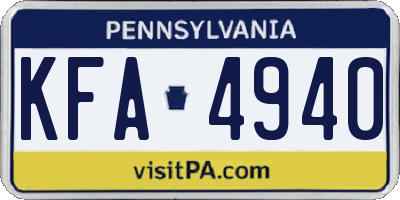 PA license plate KFA4940